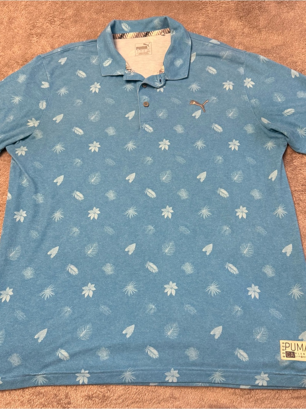 PUMA Carlsbad Edition California Men’s Tropical Blue Print Short Sleeve, L